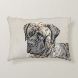 English Mastiff (Brindle) Painting - Original Dog Decorative Pillow