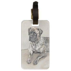 English Mastiff (Brindle) Painting - Original Dog Luggage Tag