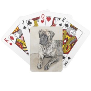 English Mastiff (Brindle) Painting - Original Dog Playing Cards
