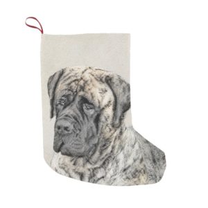 English Mastiff (Brindle) Painting - Original Dog Small Christmas Stocking