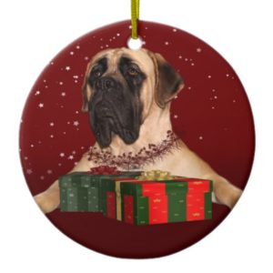 English Mastiff Christmas Ceramic Ornament