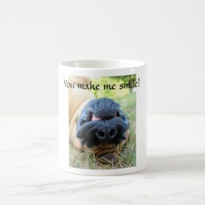 English Mastiff dog smiling - cup