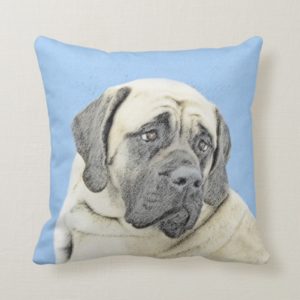 English Mastiff (Fawn) Painting - Original Dog Art Throw Pillow