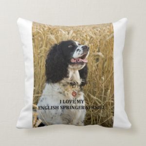 english springer spaniel bwlove w pic throw pillow
