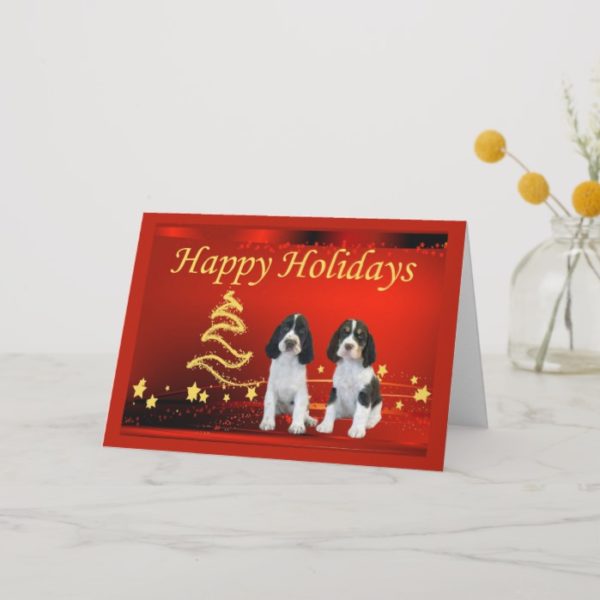 English Springer Spaniel Christmas Card Stars