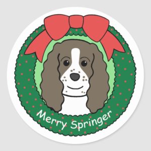 English Springer Spaniel Christmas Classic Round Sticker