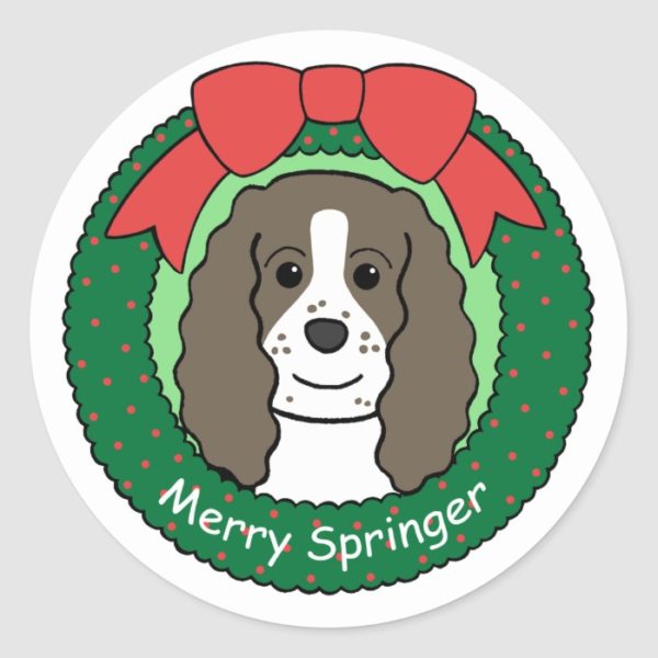 English Springer Spaniel Christmas Classic Round Sticker