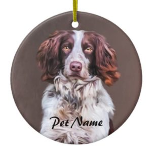 English Springer Spaniel Dog Oil Painting Portrait Ceramic Ornament