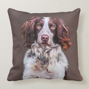 English Springer Spaniel Dog Oil Painting Portrait Throw Pillow
