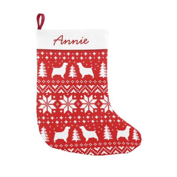 English Springer Spaniel Dog Silhouettes Pattern Small Christmas Stocking