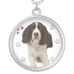 English Springer Spaniel Dog Silver Plated Necklace