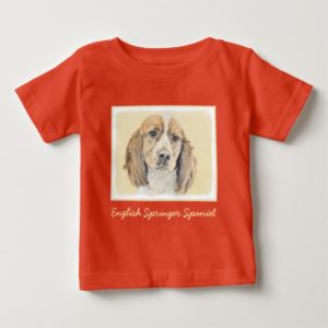 English Springer Spaniel Painting Original Dog Art Baby T-Shirt