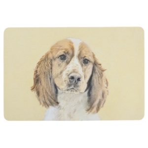 English Springer Spaniel Painting Original Dog Art Floor Mat