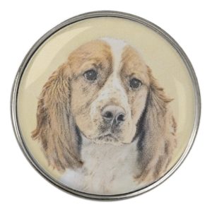 English Springer Spaniel Painting Original Dog Art Golf Ball Marker