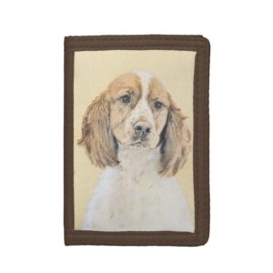 English Springer Spaniel Painting Original Dog Art Tri-fold Wallet