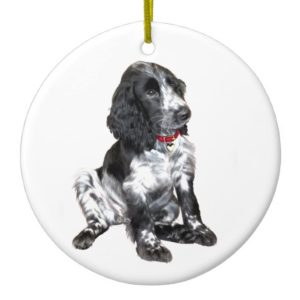 English Springer Spaniel Puppy - black and white Ceramic Ornament