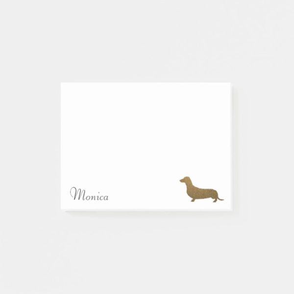 Faux Glitter Dachshund Icon | Custom Name Template Post-it Notes