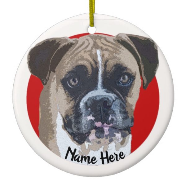 Fawn Boxer Dog Christmas Ornament