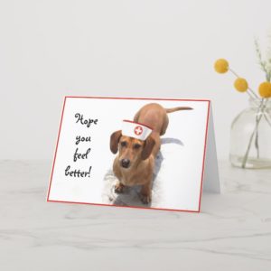 Feel better Dachshund nurse greeting card