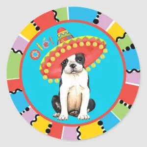 Fiesta Boston Terrier Classic Round Sticker