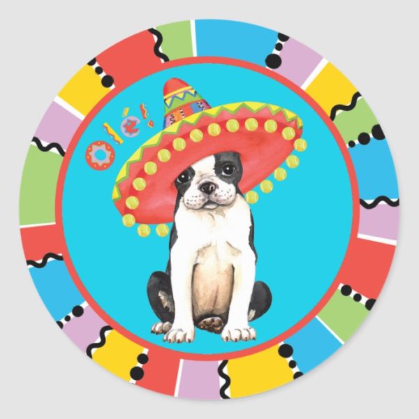 Fiesta Boston Terrier Classic Round Sticker