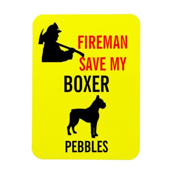 Fireman Save My Boxer Dog Fire Safety Magnet