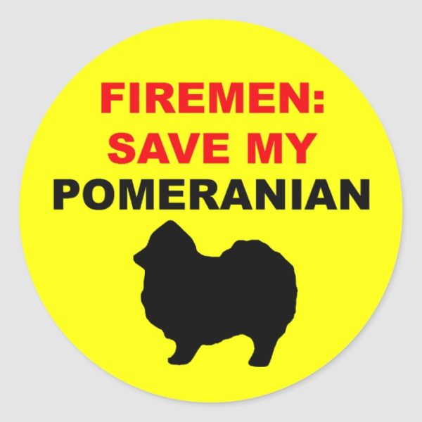 Fireman Save My Pomeranian Classic Round Sticker