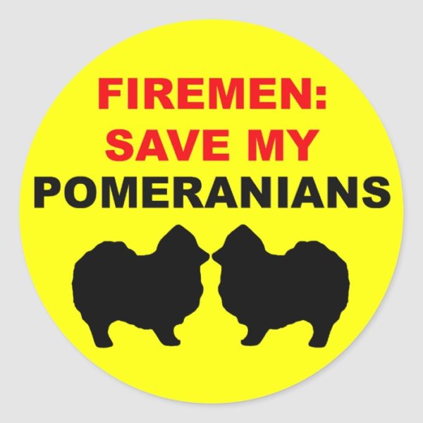 Fireman Save My Pomeranians Classic Round Sticker