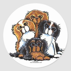 Four Cavalier King Charles Spaniels Classic Round Sticker