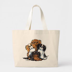 Four Cavalier King Charles Spaniels Large Tote Bag