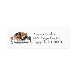 Four Cavalier King Charles Spaniels Simple Label
