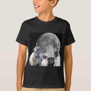Four Pug Moon Kid's Dark Hanes Tagless T-Shirt