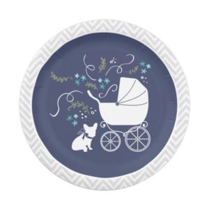 French Bulldog Baby Shower Plate Design 2