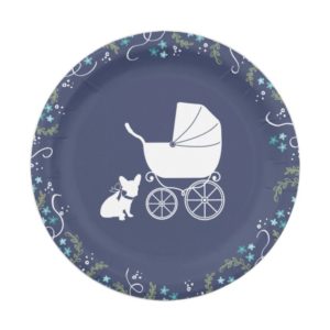 French Bulldog Baby Shower Plate Design 3