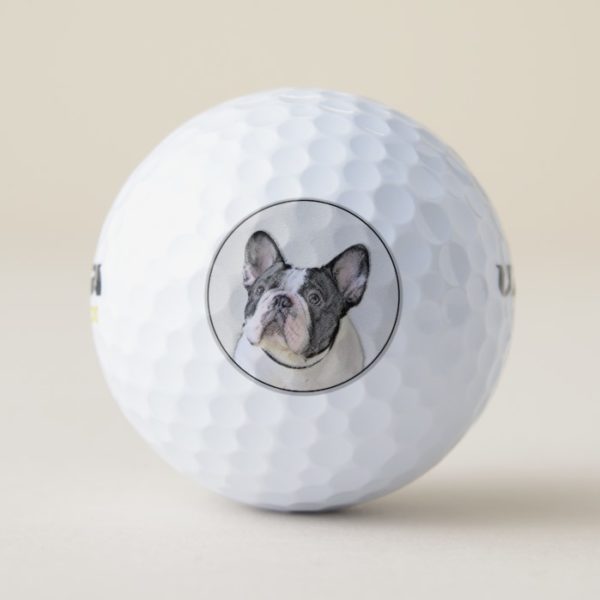 French Bulldog (Brindle Pied) Painting - Dog Art Golf Balls