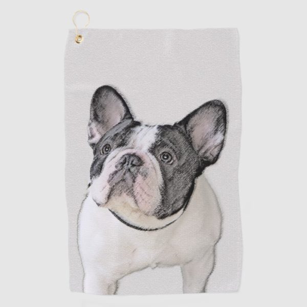 French Bulldog (Brindle Pied) Painting - Dog Art Golf Towel