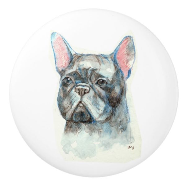 French bulldog ceramic knob