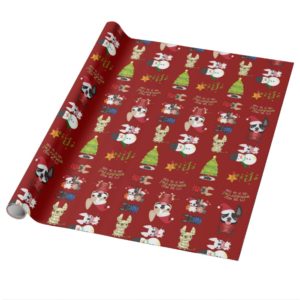 French Bulldog Christmas Holiday Wrapping Paper