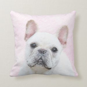 French Bulldog (Cream/White) Painting - Dog Art Throw Pillow