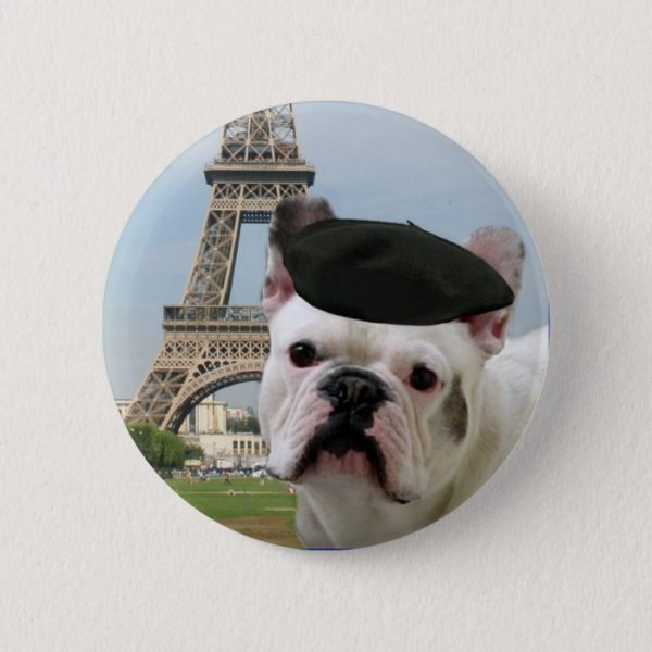 French Bulldog in Paris button
