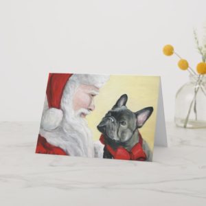"French Bulldog on Santa's Lap" Christmas Card