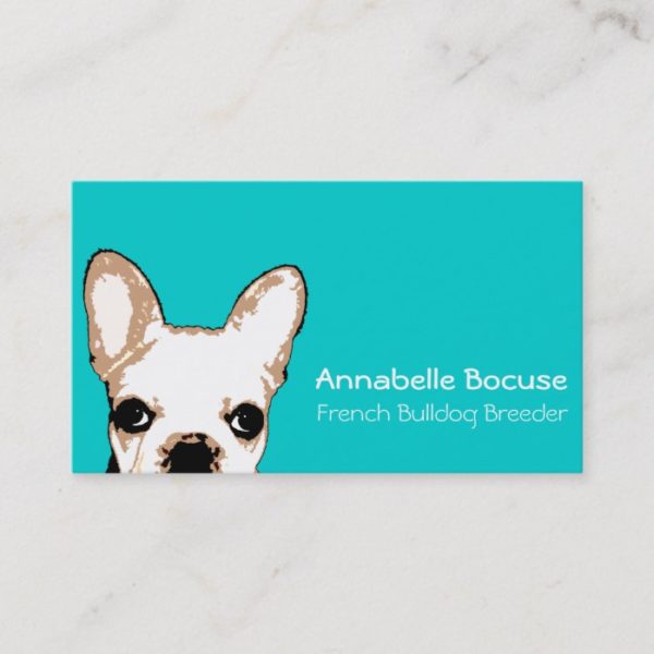 French Bulldog Pop Art Turquoise Business Card
