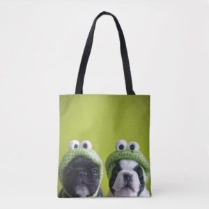 French Bulldog Puppies With Frog Hats Tote Bag