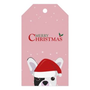 French Bulldog Santa Hat Gift Tags