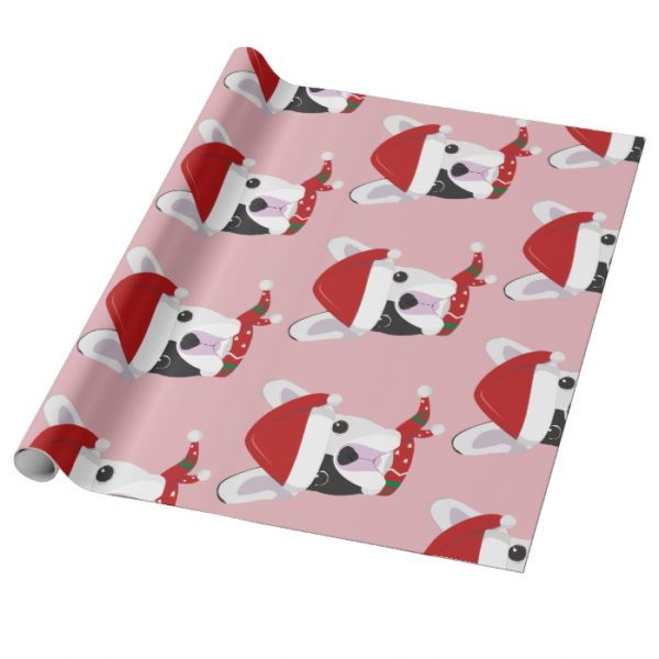 French Bulldog Santa Hat Wrapping Paper