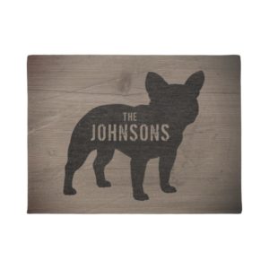 French Bulldog Silhouette Faux Weathered Wood Doormat