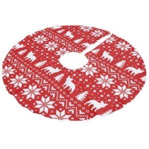 French Bulldogs Christmas Sweater Style Pattern Faux Linen Tree Skirt