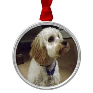 Friendly Cockapoo Pet Dog Portrait Metal Ornament