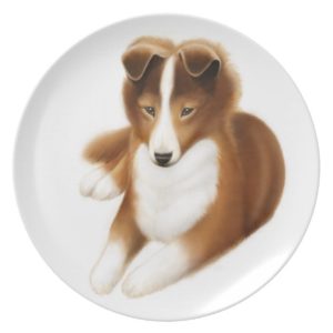 Friendly Shetland Sheepdog Puppy Plate