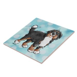 Funny Bernese Mountain Dog Cartoon Tile